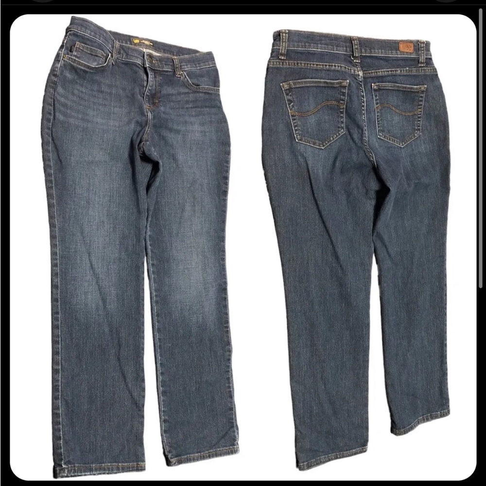 Lee women jeans Petite Relaxed Fit Straight Leg Stretch Siz 8 mid W28 L27 C110